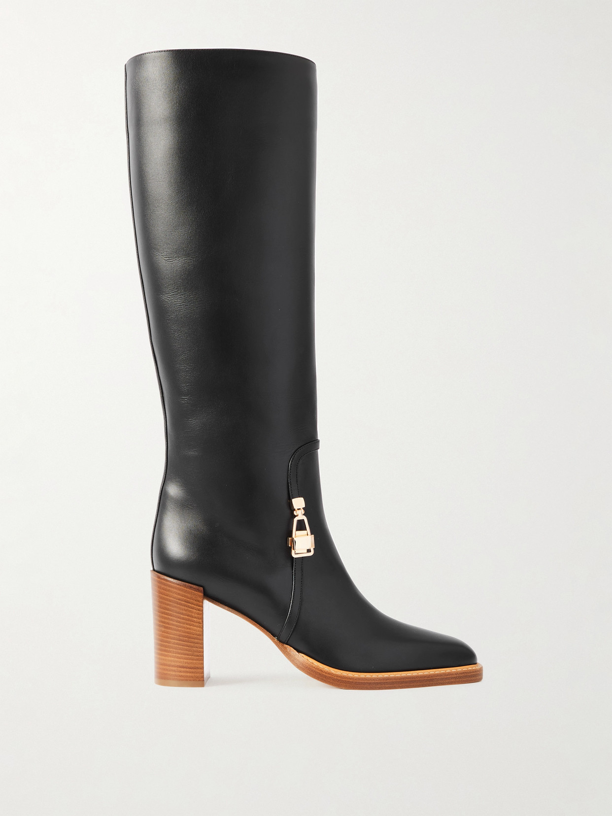 Gabriela Hearst Nina Embellished Leather Knee Boots In Black