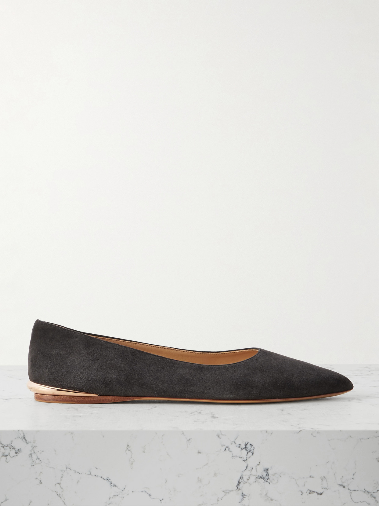 Gabriela Hearst Fleur Suede Ballet Flats In Gray