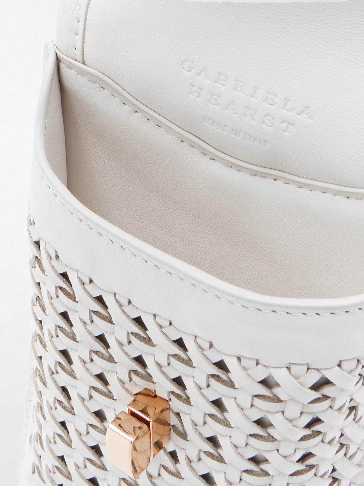 Gabriela Hearst Woven Leather Sunglasses Pouch In White