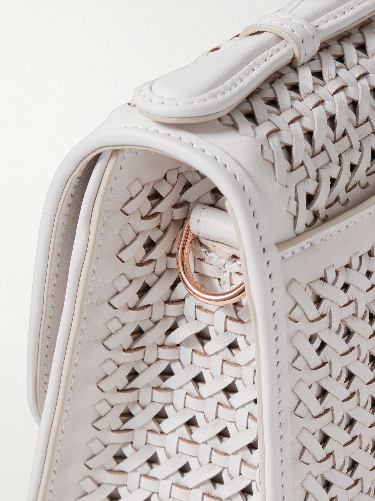 Gabriela Hearst Leonora Medium Woven Leather Tote In White