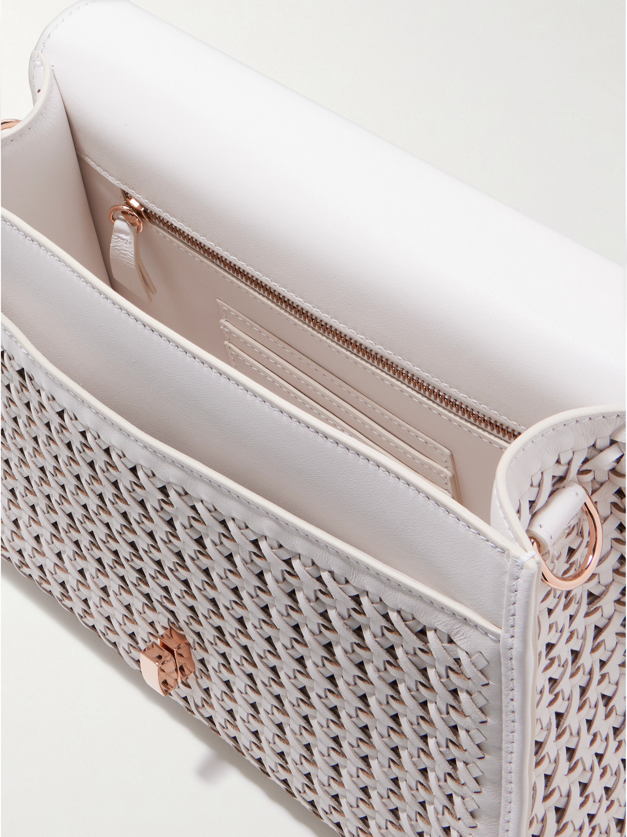 Gabriela Hearst Leonora Medium Woven Leather Tote In White