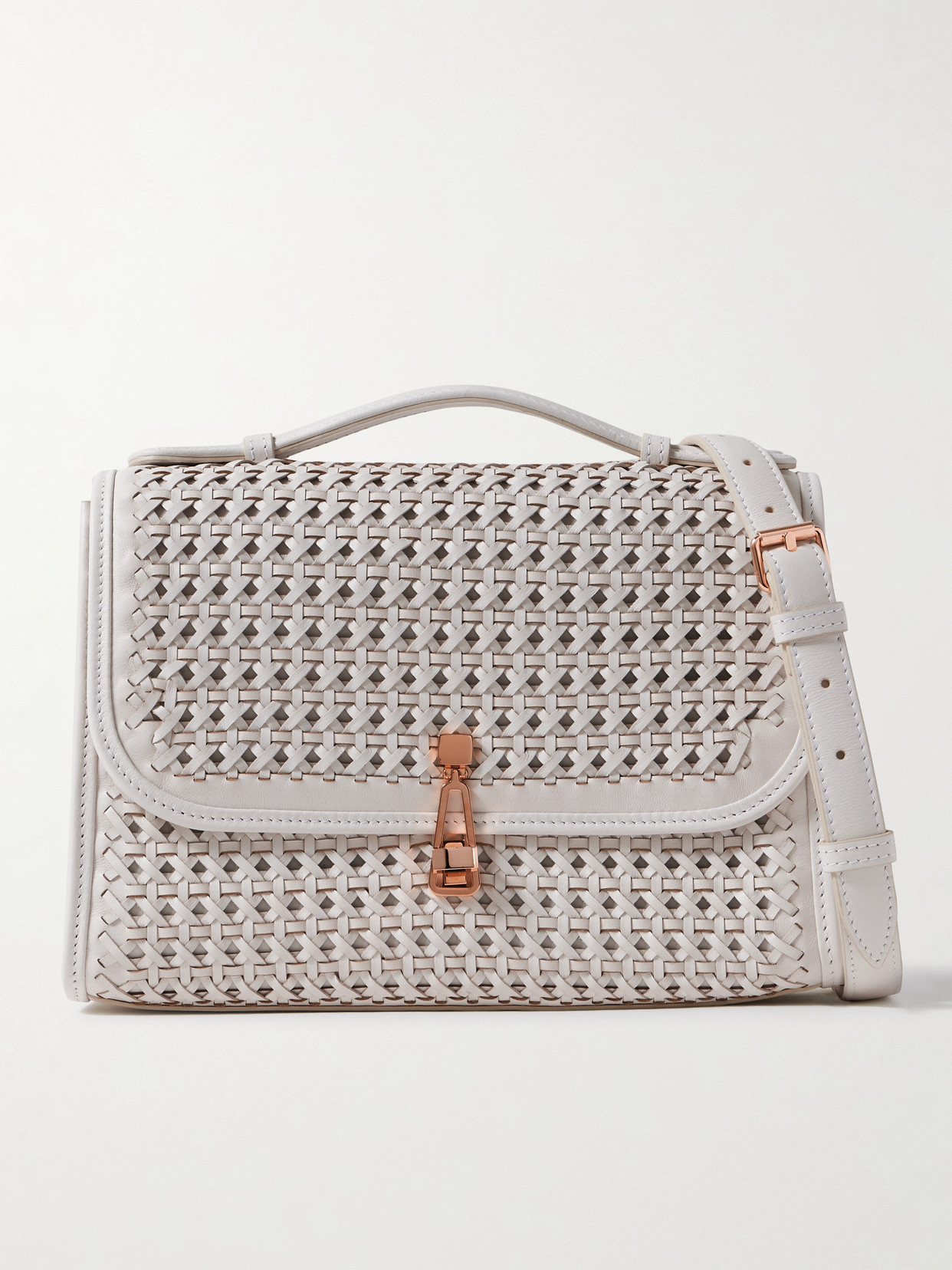 Gabriela Hearst Leonora Medium Woven Leather Tote In White