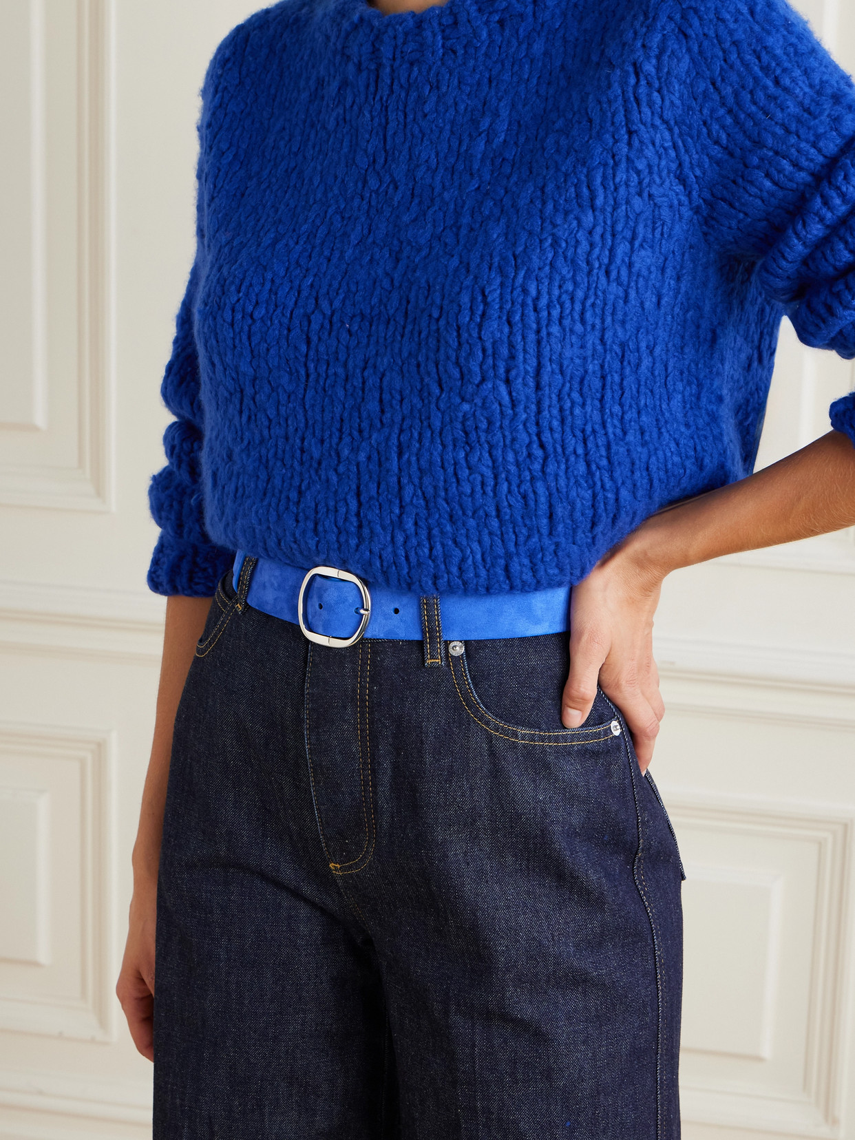 Gabriela Hearst Elster Suede Belt In Blue