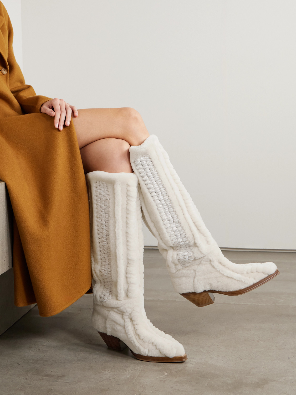 Gabriela Hearst Shearling Boots In White