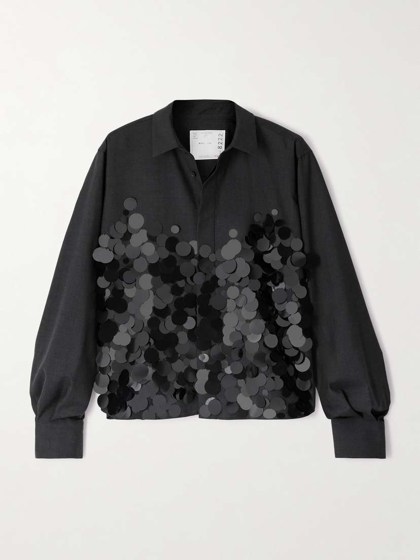 Sacai Sequin-embellished Wool Shirt
