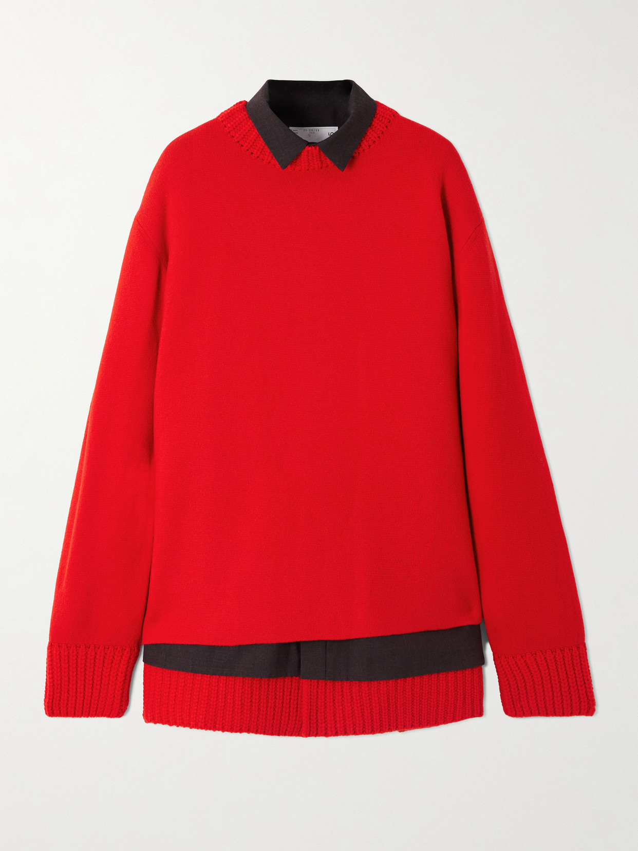 Sacai Layered Wool Mini Dress In Red