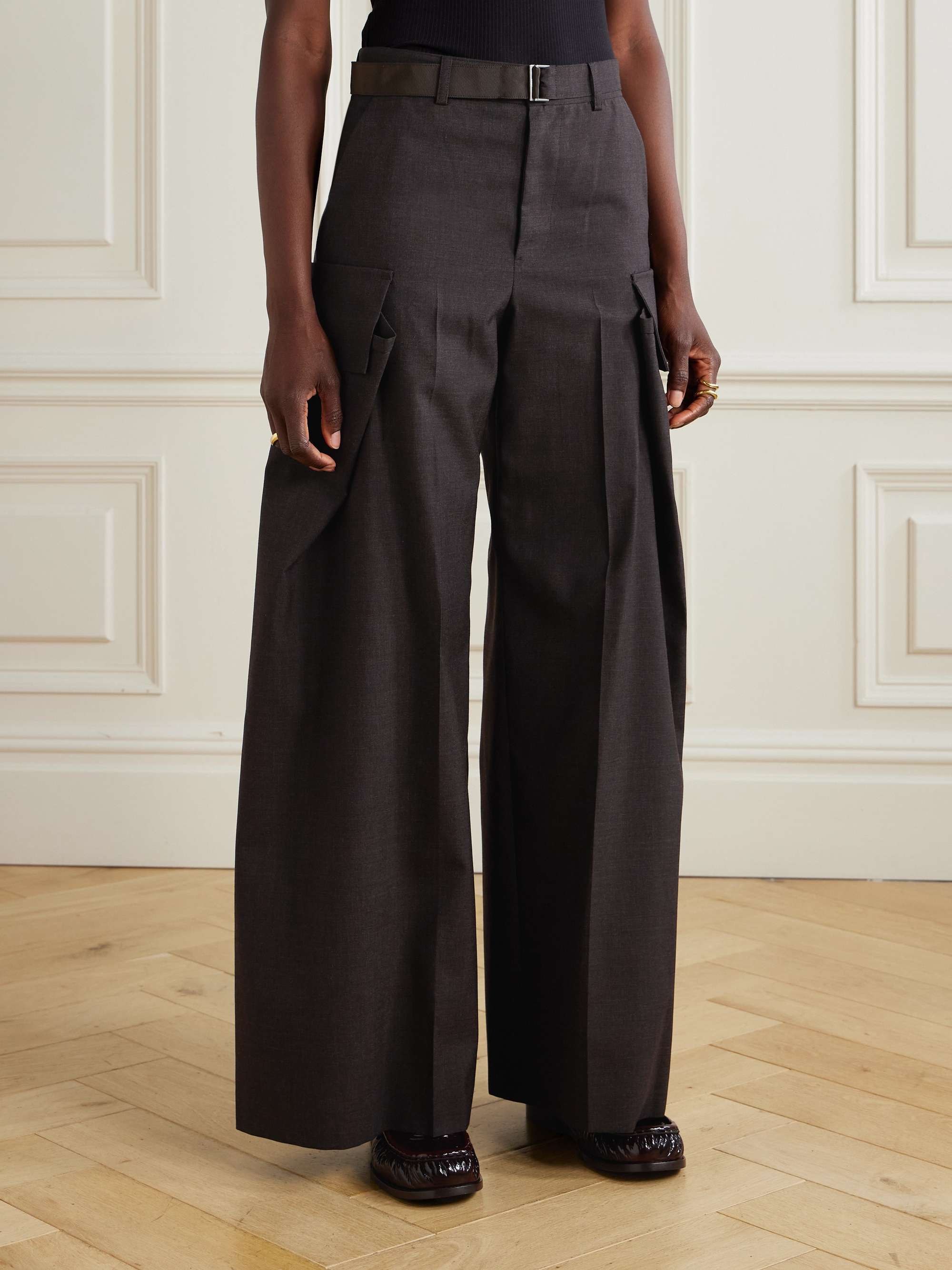 Sacai サカイ Belted 2Tuck Pants 1 SACAI | Belted Wide Leg Pants | Men | Lane Crawford