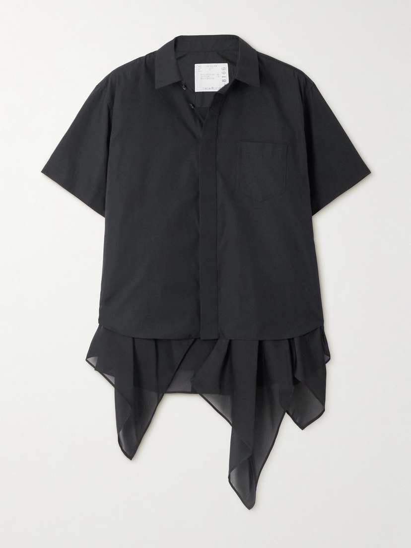 Sacai Chiffon-trimmed Poplin Shirt