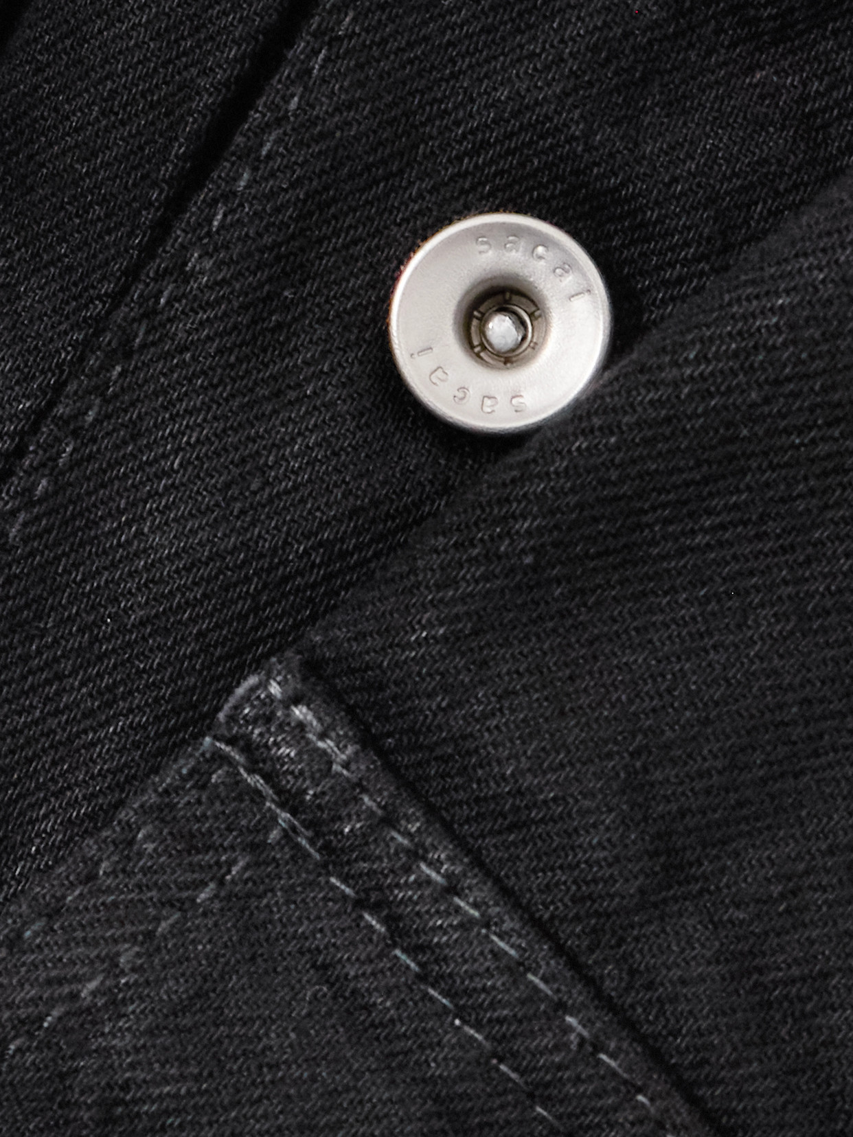 Sacai Layered Frayed Wool Felt-trimmed Denim Jacket In Multi