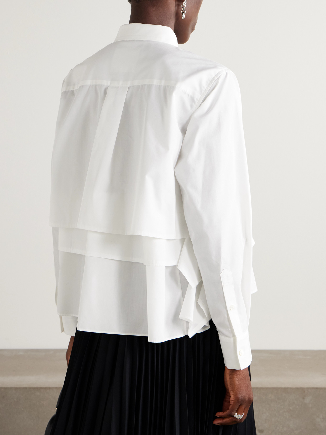 Sacai Ruffled Layered Shirt In White