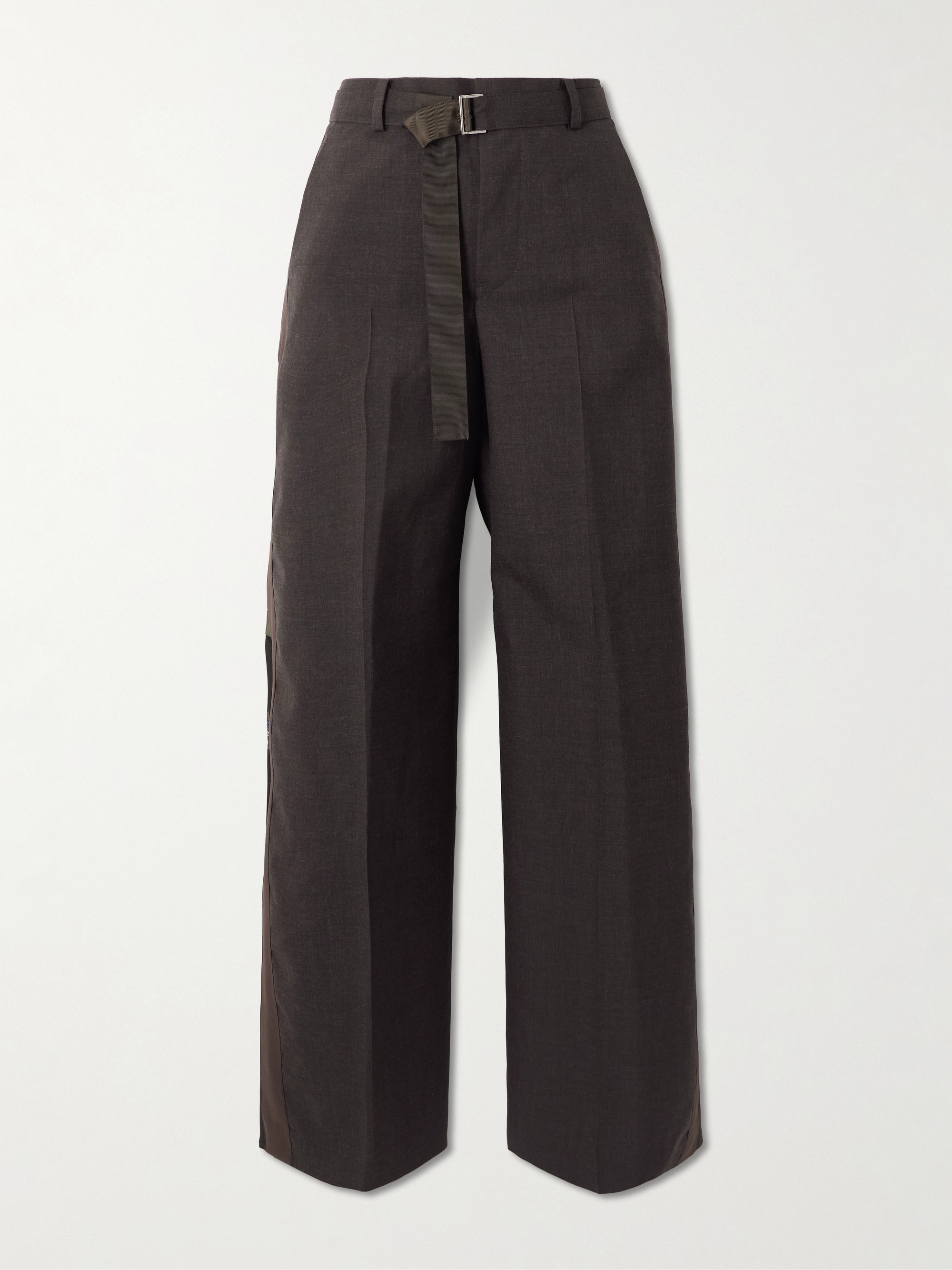 Sacai - Belted paisley-print shell-trimmed wool wide-leg pants | Plush
