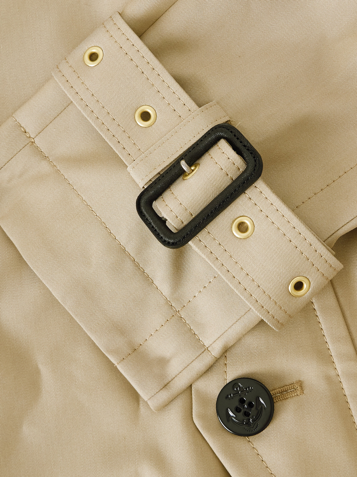 Double-Breasted Scarf-Detailed Gabardine Jacket