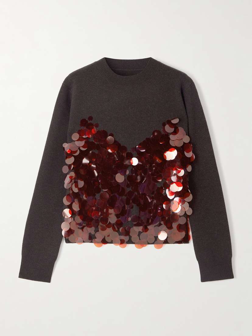 Sacai Sequined Wool Sweater