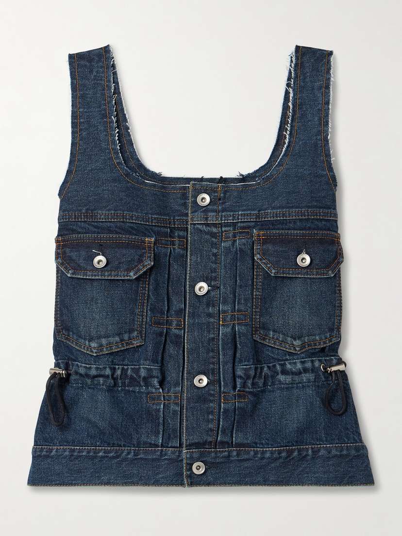 Sacai Frayed Denim Tank