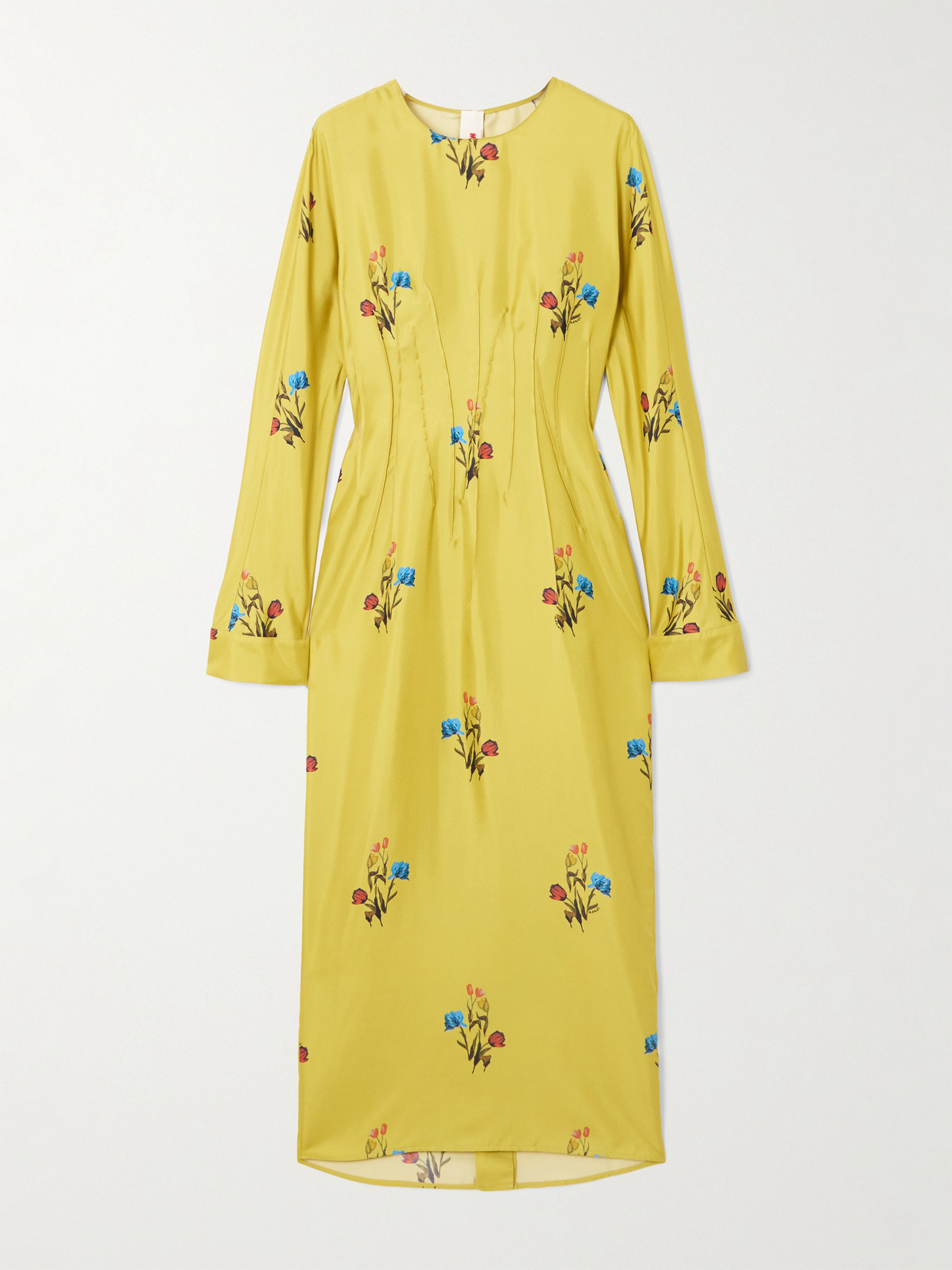 Marni Silk Dress With Long Sleeves And Embroidery In Animal Print