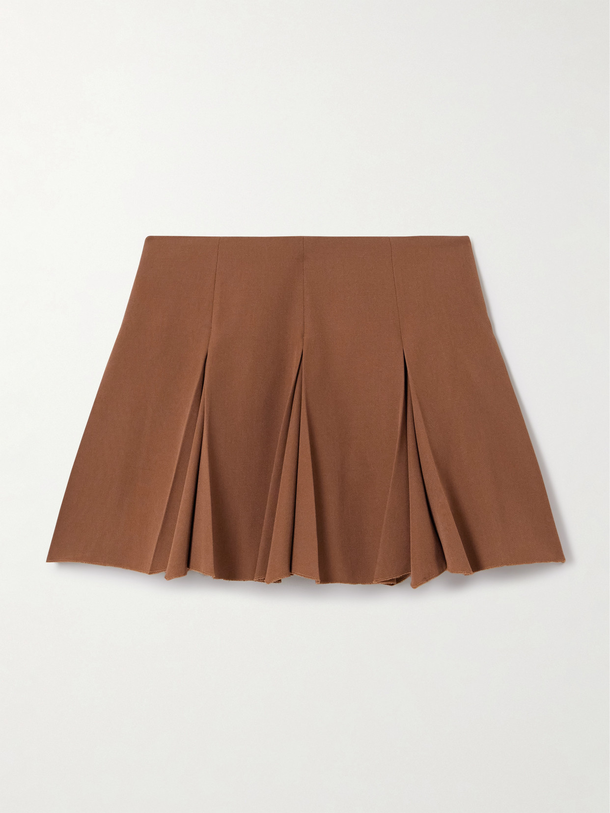 Marni Pleated Grain De Poudre Wool Mini Skirt In Brown