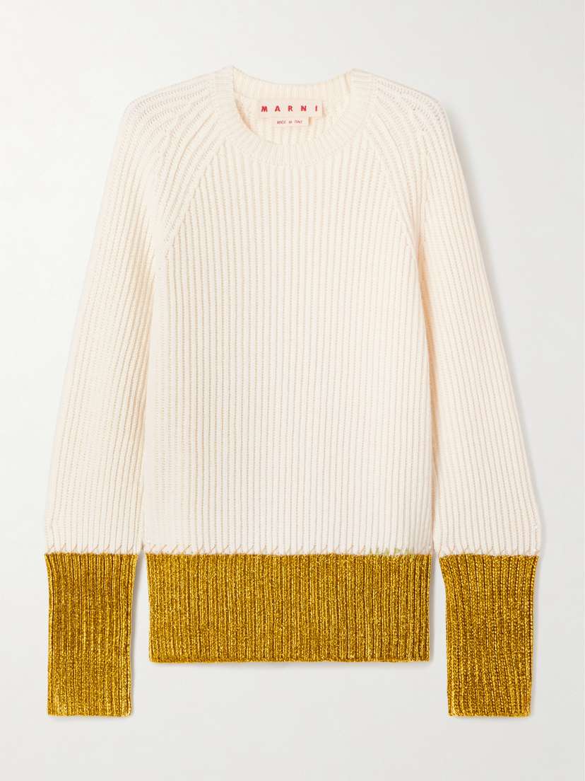 Marni Two-tone Ribbed Wool Sweater