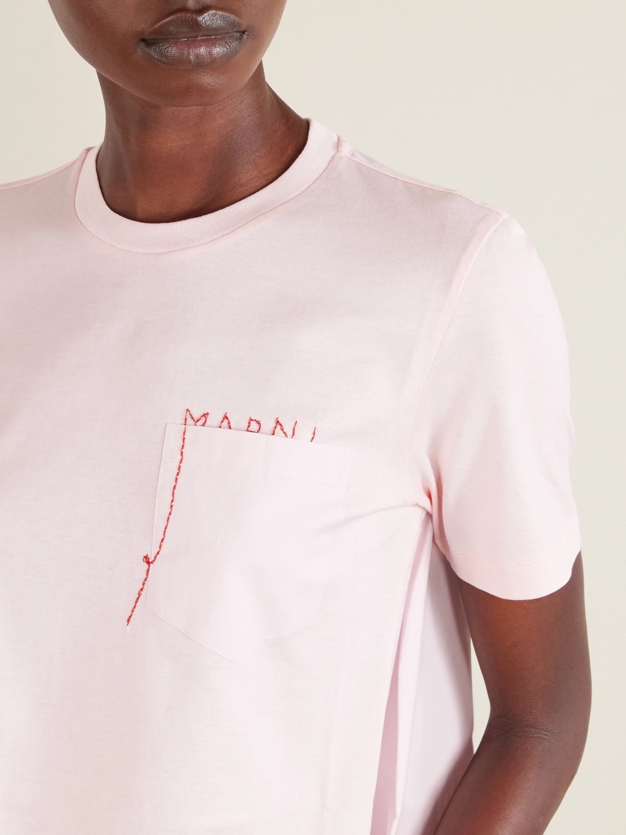 Marni Embroidered Cotton-jersey And Poplin T-shirt In Multi