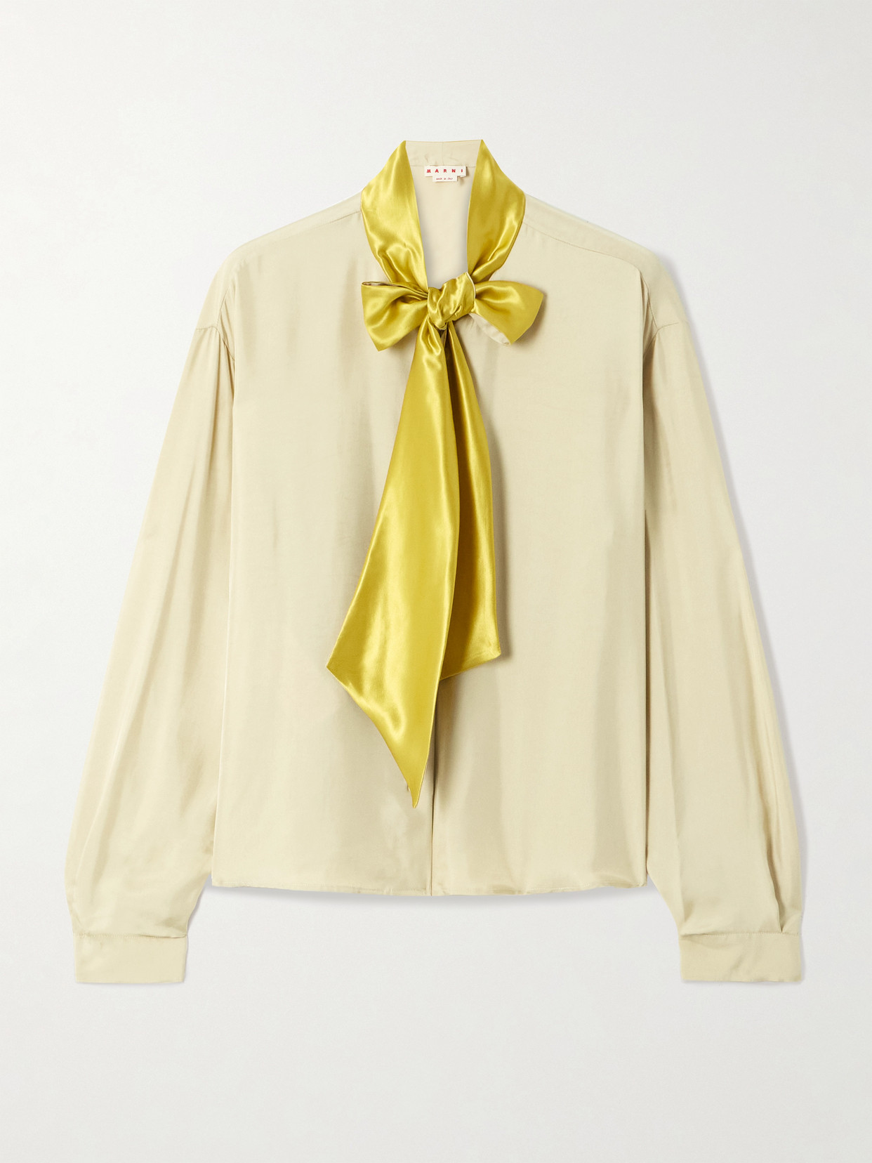 Marni Pussy-bow Satin-twill Blouse In White