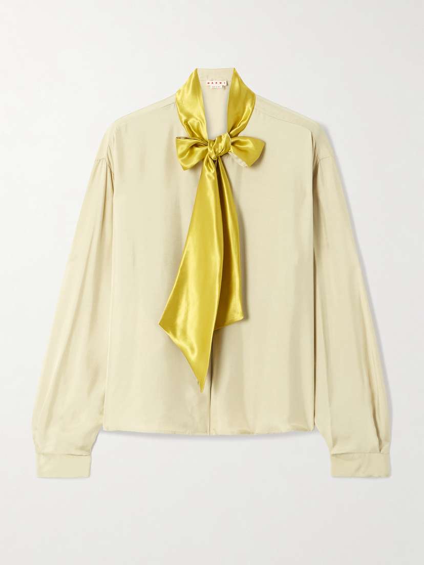 Marni Pussy-bow Satin-twill Blouse