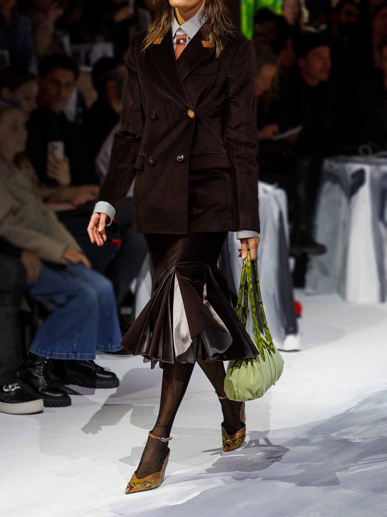 Marni Double-breasted Calf Hair-trimmed Cotton-velvet Blazer In Brown