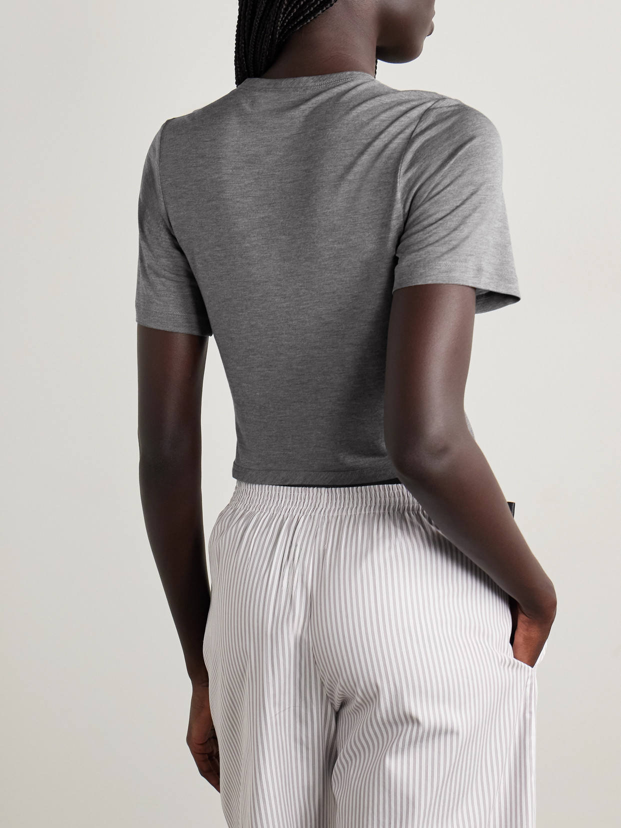 Simone Rocha Bow-embellished Satin-trimmed Lyocell-jersey T-shirt