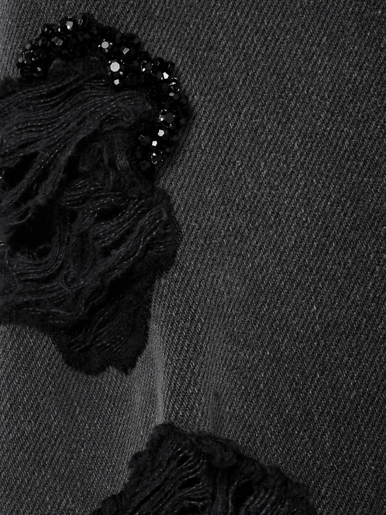 Simone Rocha Distressed Embellished Denim Mini Dress In Blue
