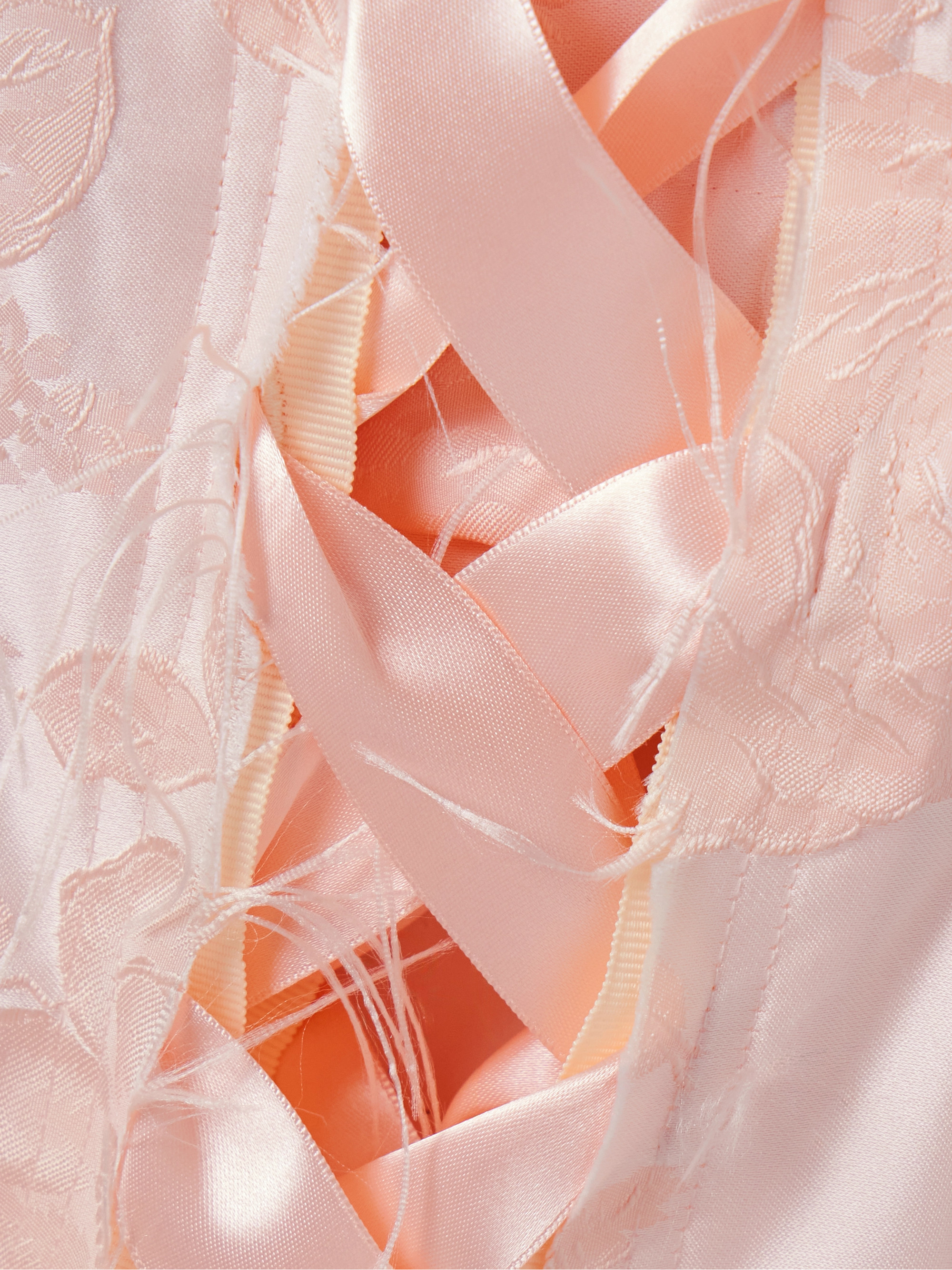 Simone Rocha Unraveling Ribbon lace-up frayed brocade midi skirt