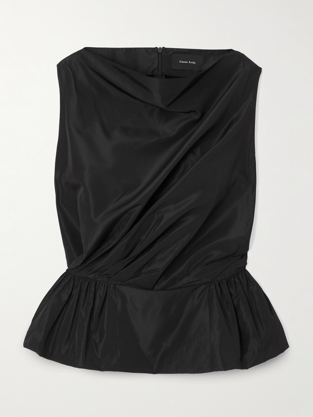 Simone Rocha Sleeveless Draped Peplum Top In Black