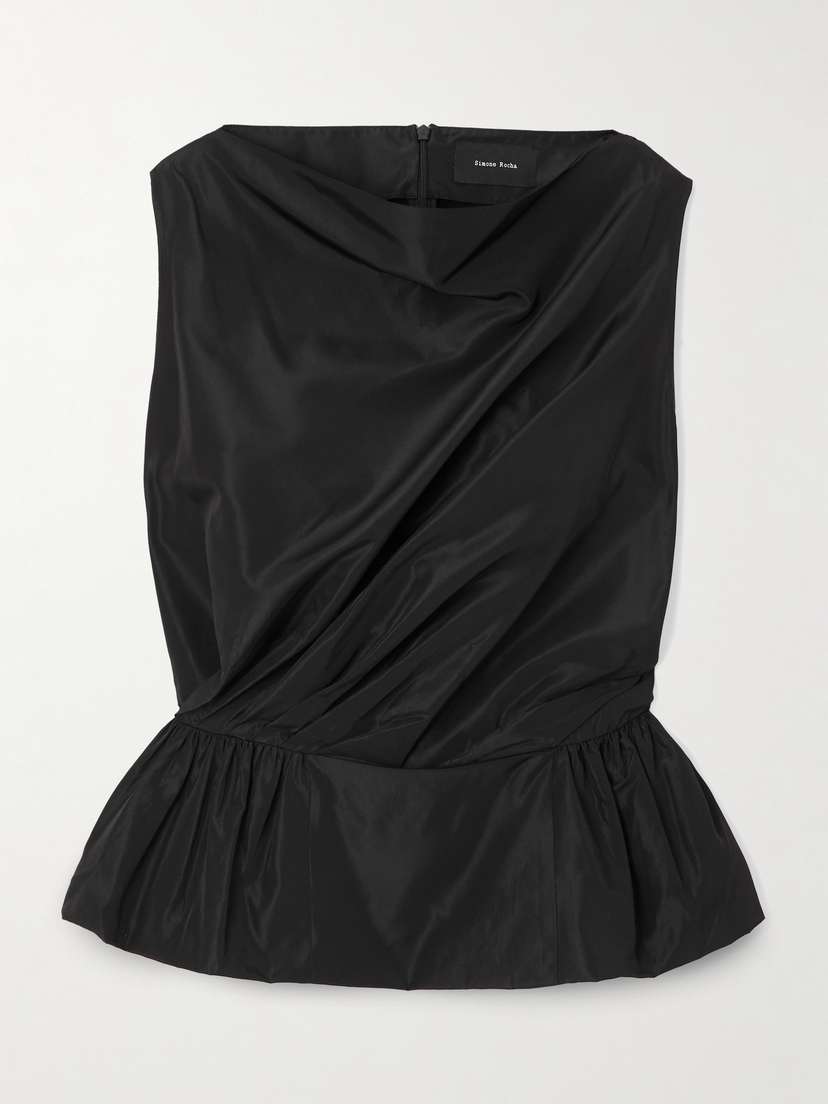 Simone Rocha Draped Taffeta Peplum Top