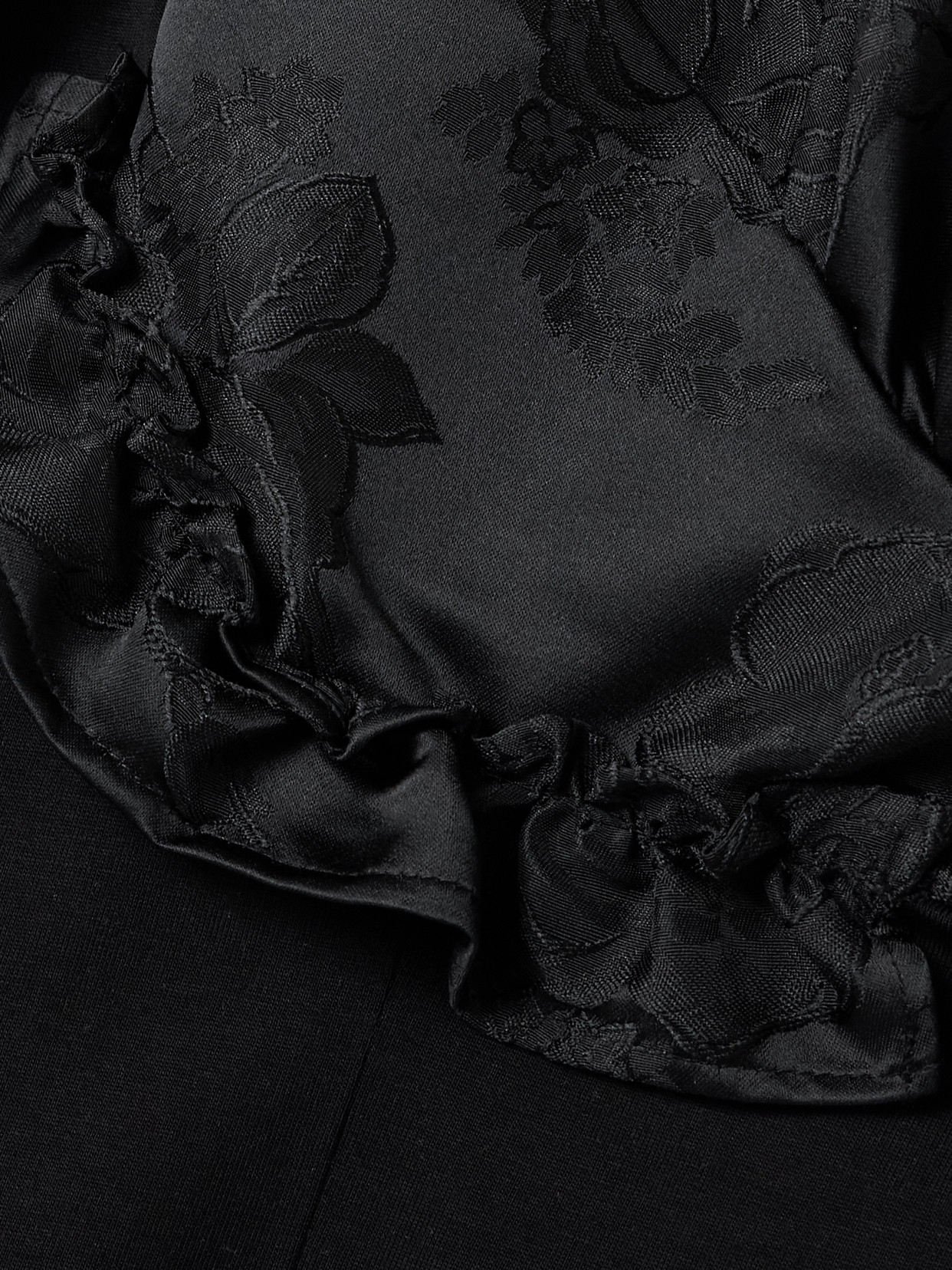 Simone Rocha Appliquéd Satin Jacquard-trimmed Cotton-jersey T-shirt