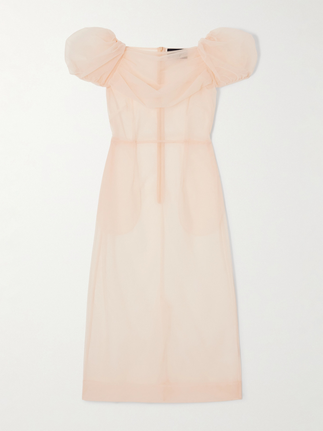 Simone Rocha Gathered Layered Tulle Midi Dress In Neutral