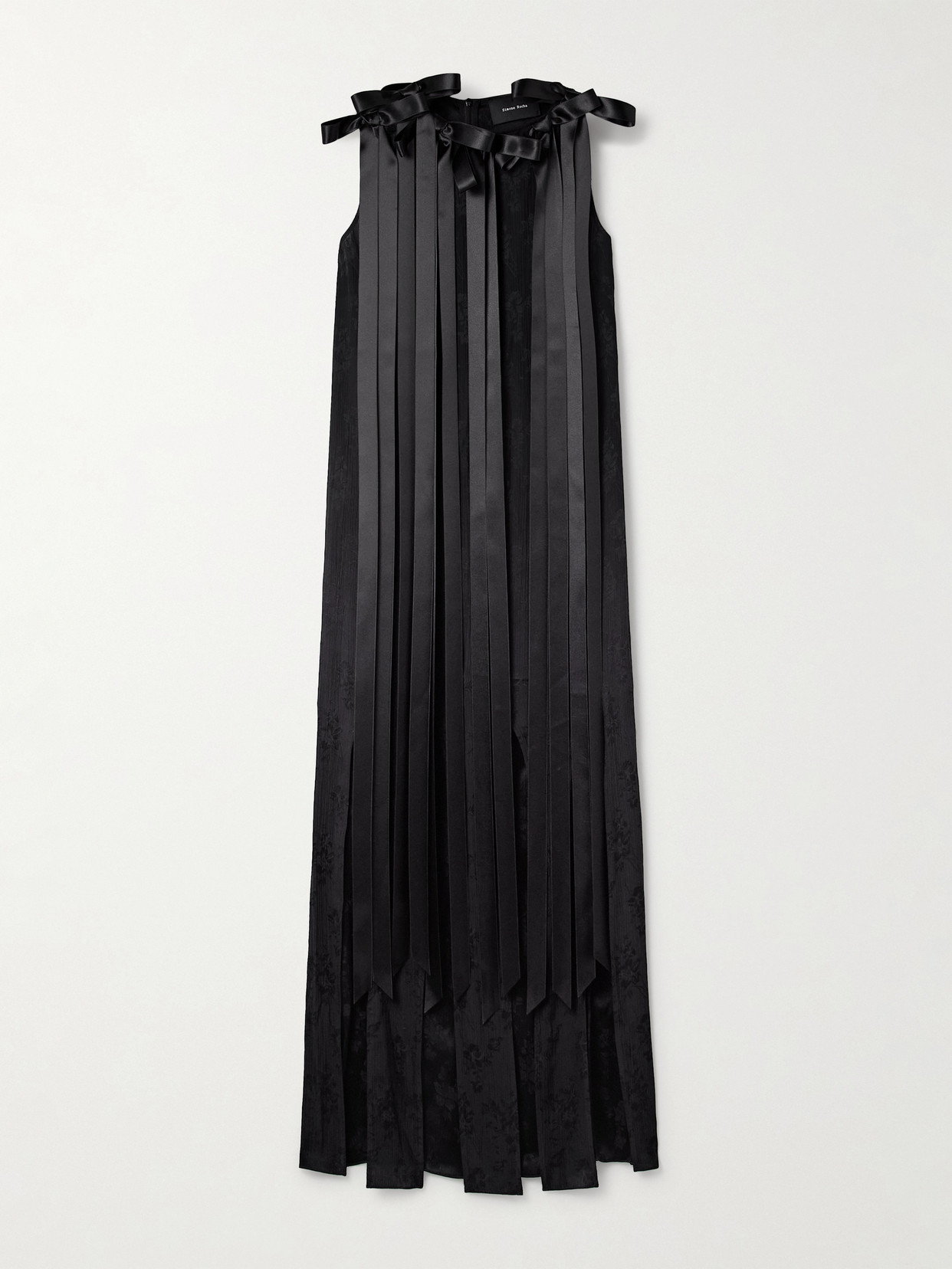 Simone Rocha Bow-detailed Satin-trimmed Crepon-jacquard Midi Dress In Black