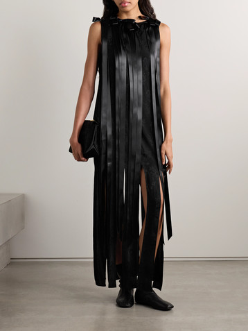 Simone Rocha Bow-detailed satin-trimmed crepon-jacquard midi dress