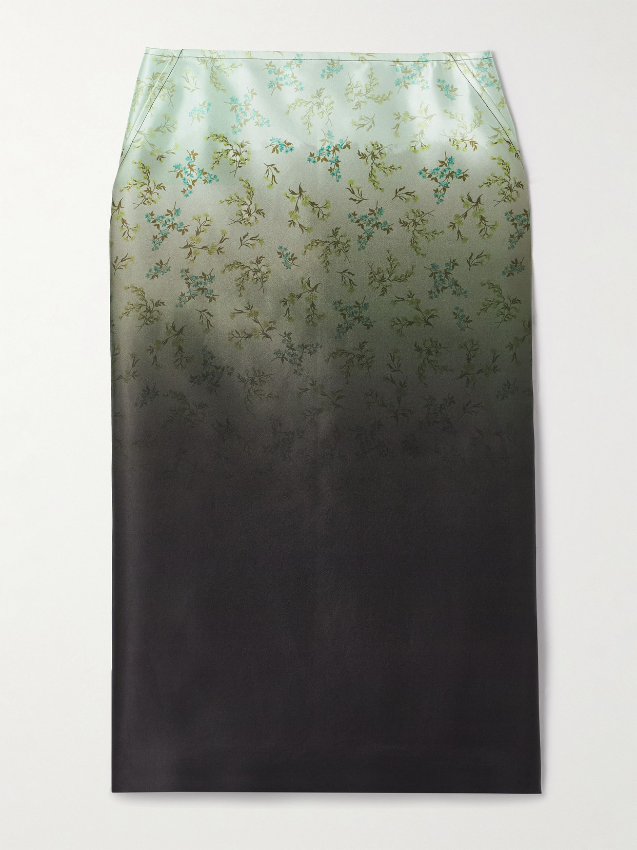 Jil Sander Dégradé Floral-print Silk-satin Midi Skirt In Green