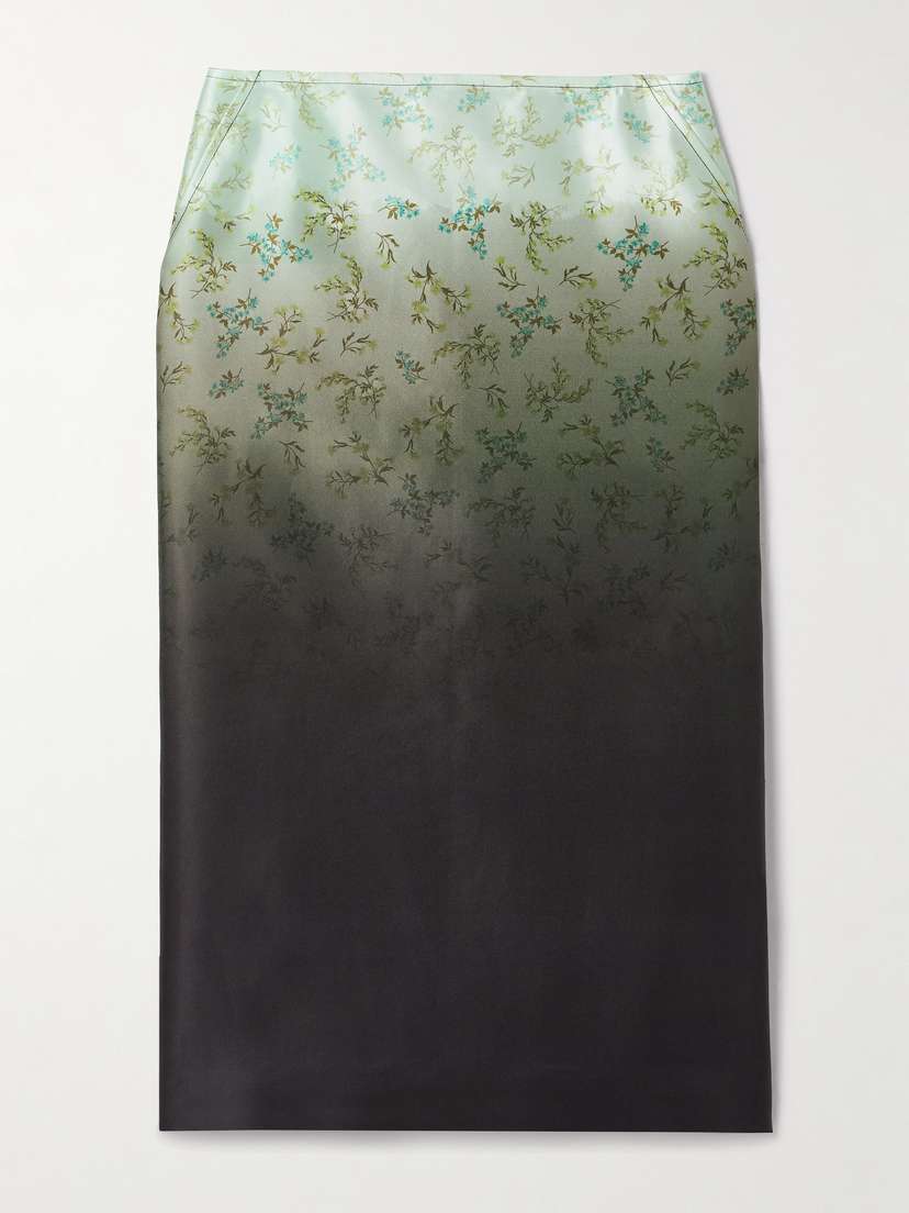 Jil Sander Dégradé Floral-print Silk-satin Midi Skirt