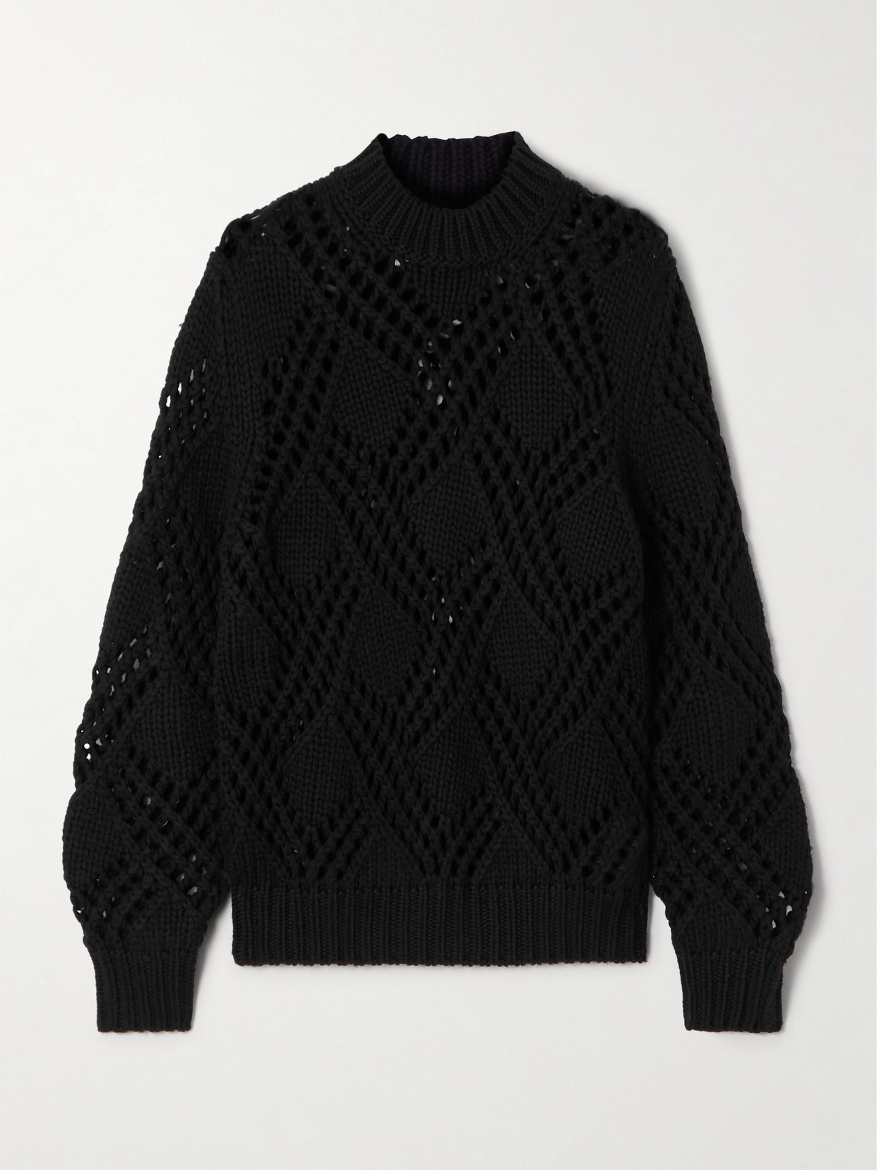 Jil Sander Open-knit Wool Sweater In Black