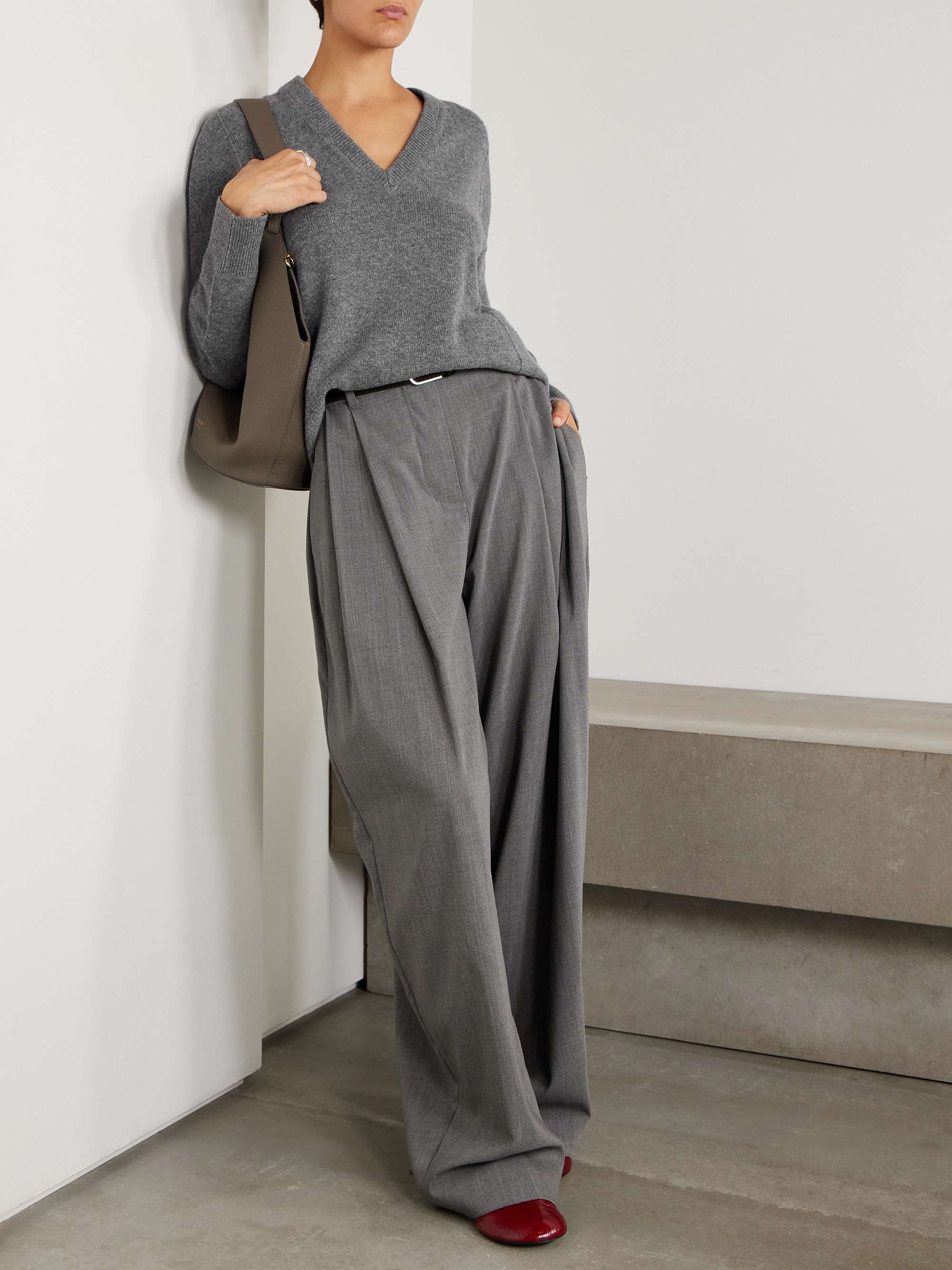 トップス 98ss jil sander wool knit dark gray JIL SANDER Wool and cashmere-blend sweater | NET-A-PORTER