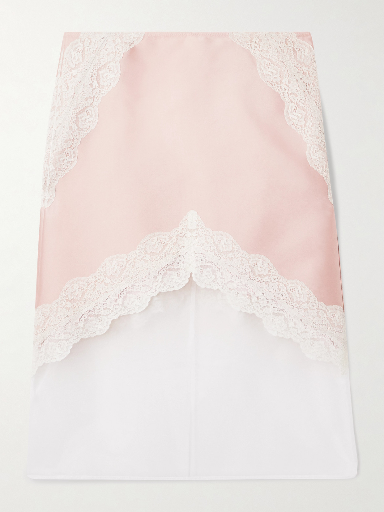 Jil Sander Lace And Organza-blend Satin-twill Midi Skirt In Pink