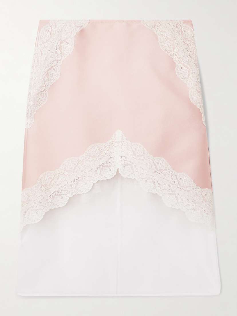 Jil Sander Lace And Organza-blend Satin-twill Midi Skirt