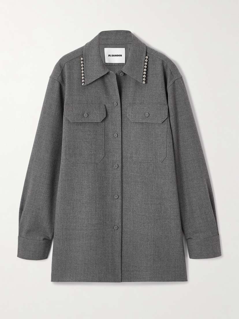 Jil Sander Bead-embellished Wool Shirt