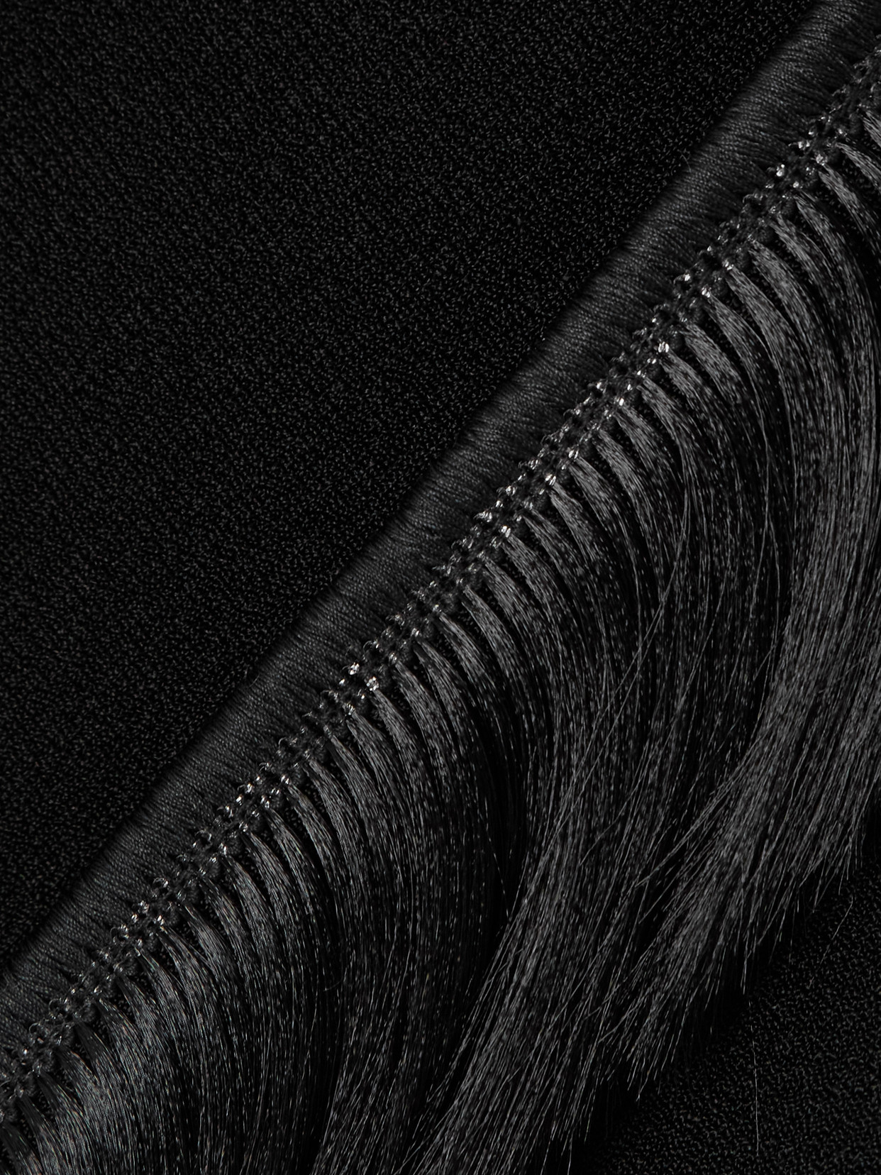 Fringed Wrap-Effect Crepe Mini