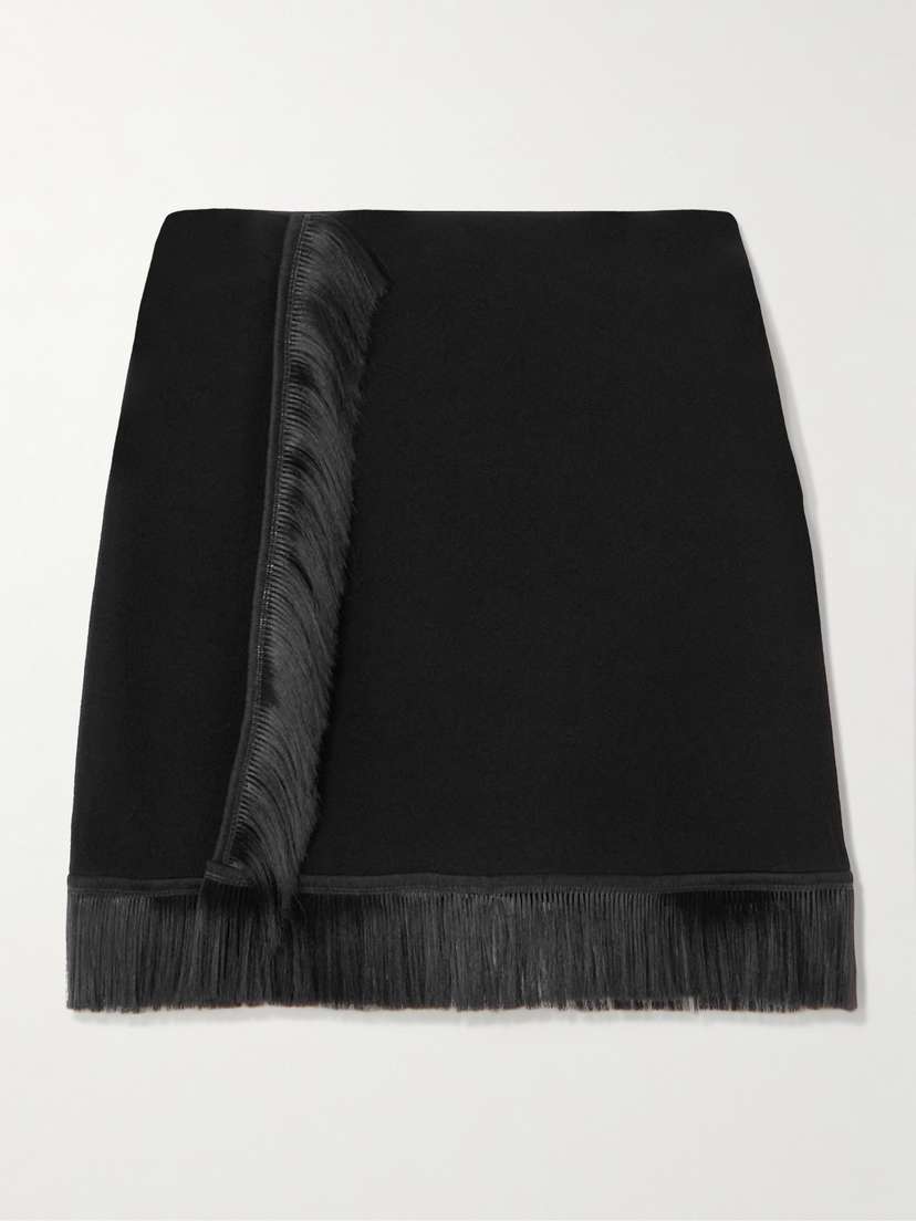 Jil Sander Fringed Wrap-effect Crepe Mini Skirt