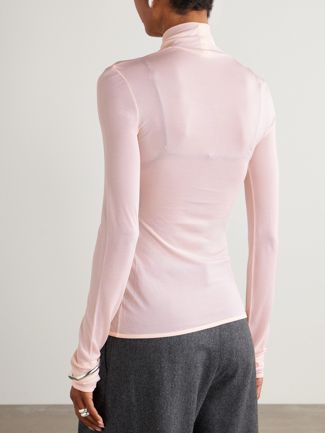 Jil Sander Jersey Turtleneck Top In Pink
