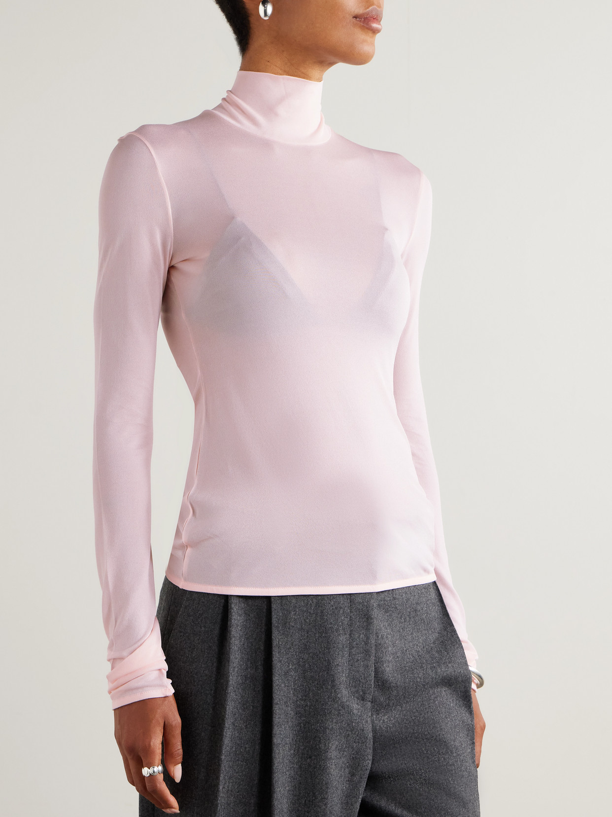 Jil Sander Jersey Turtleneck Top In Pink