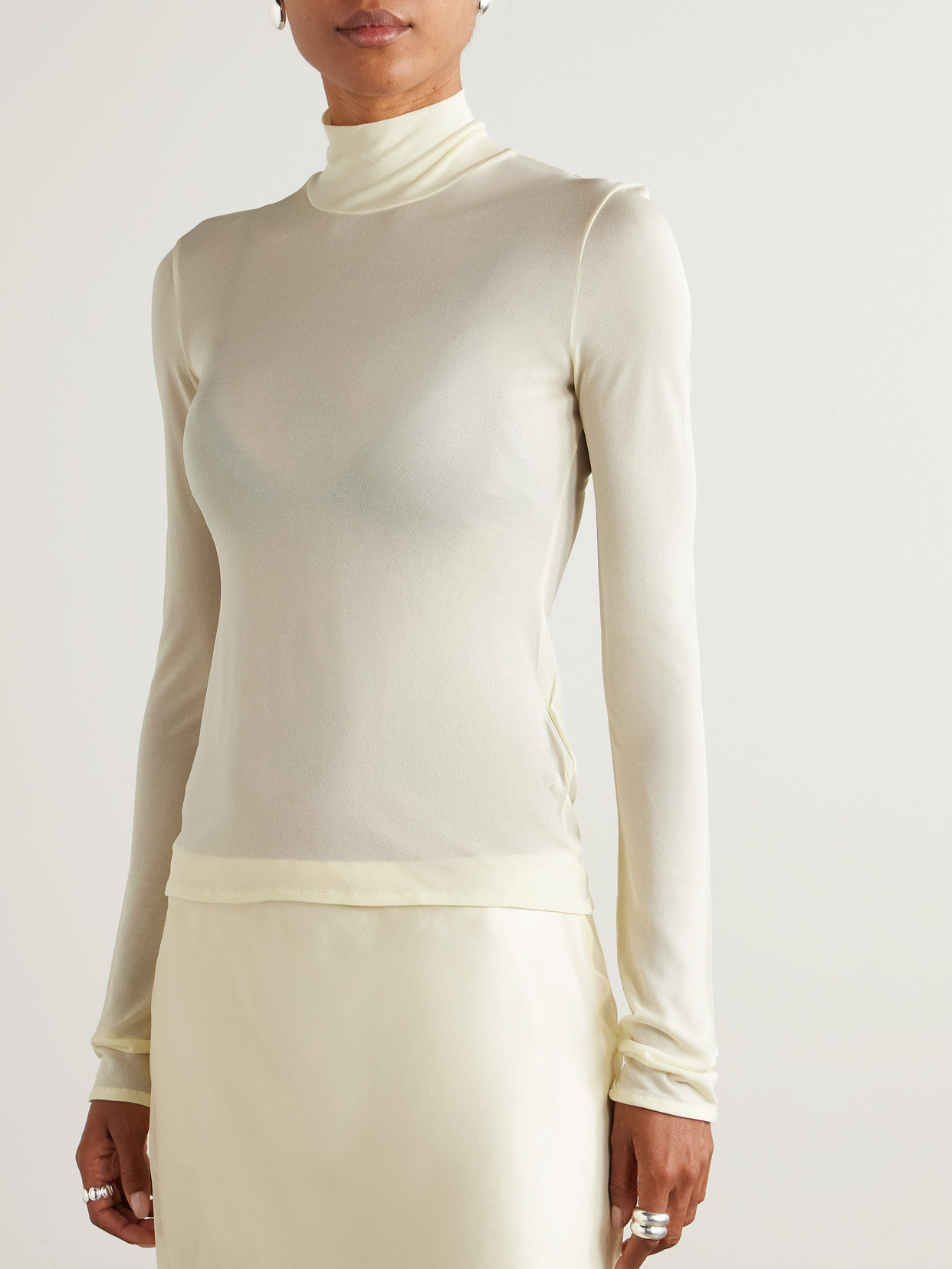 Jil Sander Jersey Turtleneck Top In Neutral