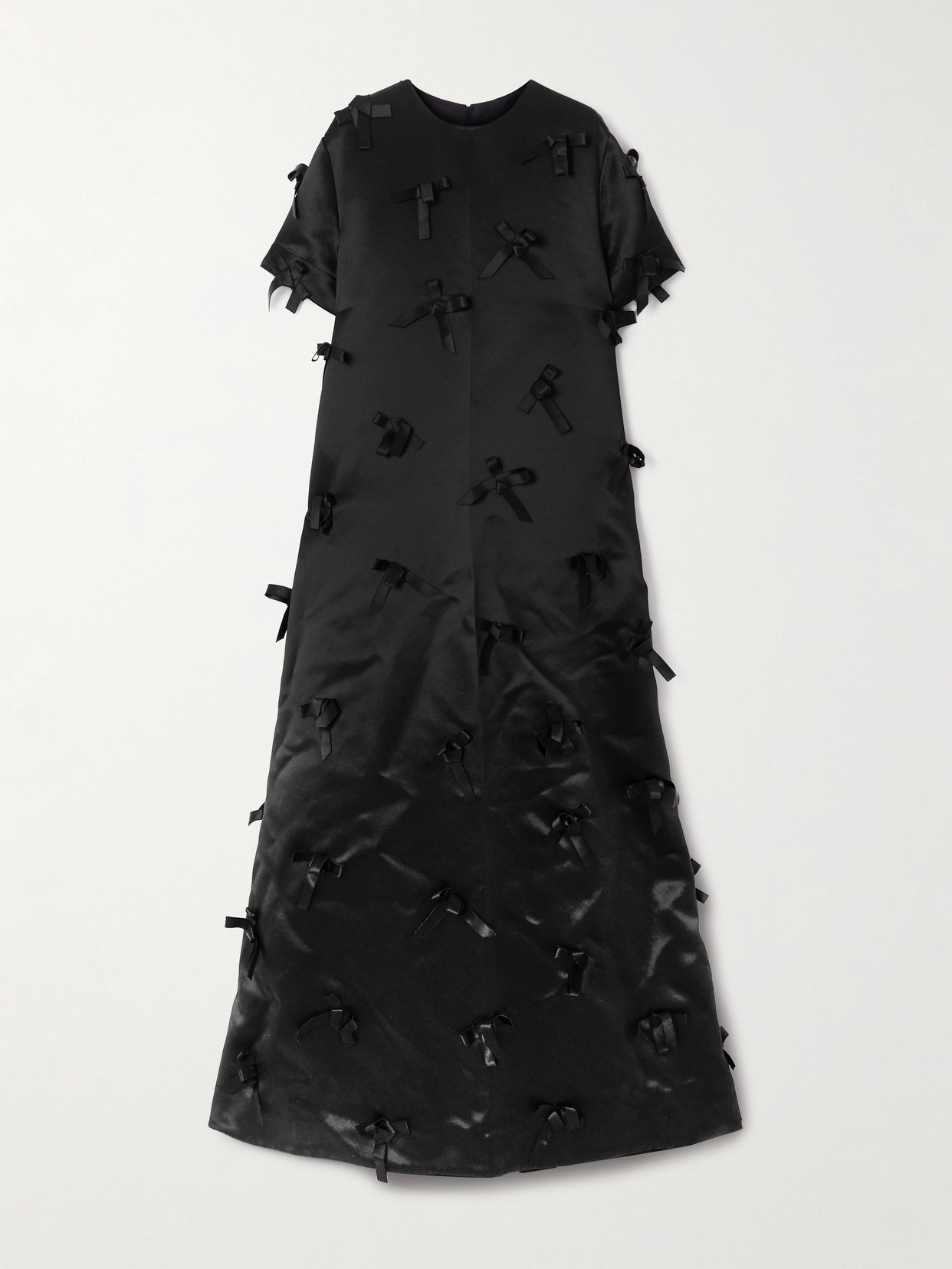 Jil Sander Bow-embellished Satin Maxi Dress In Black