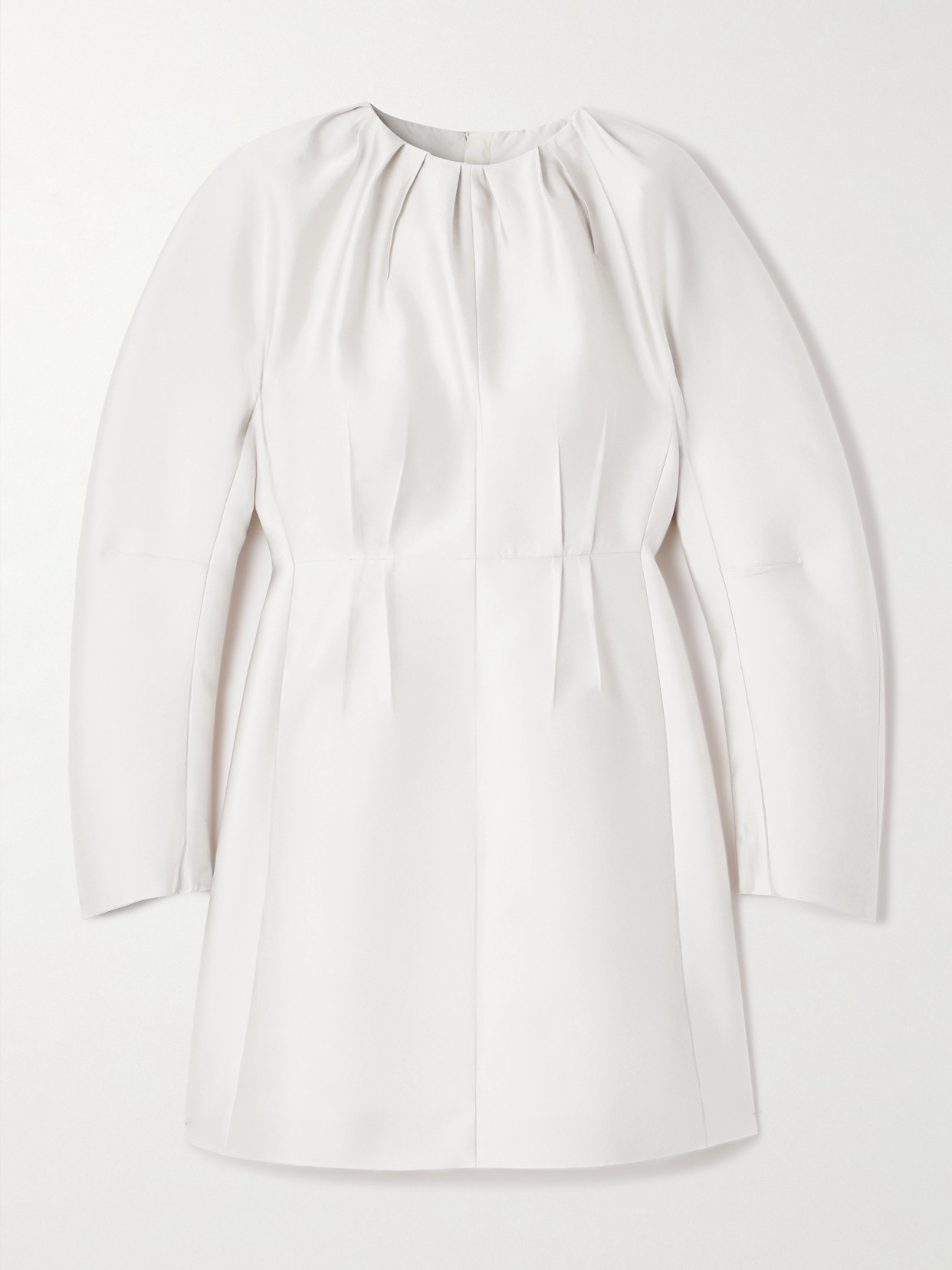 Jil Sander Frayed Pleated Satin-twill Mini Dress In Neutral