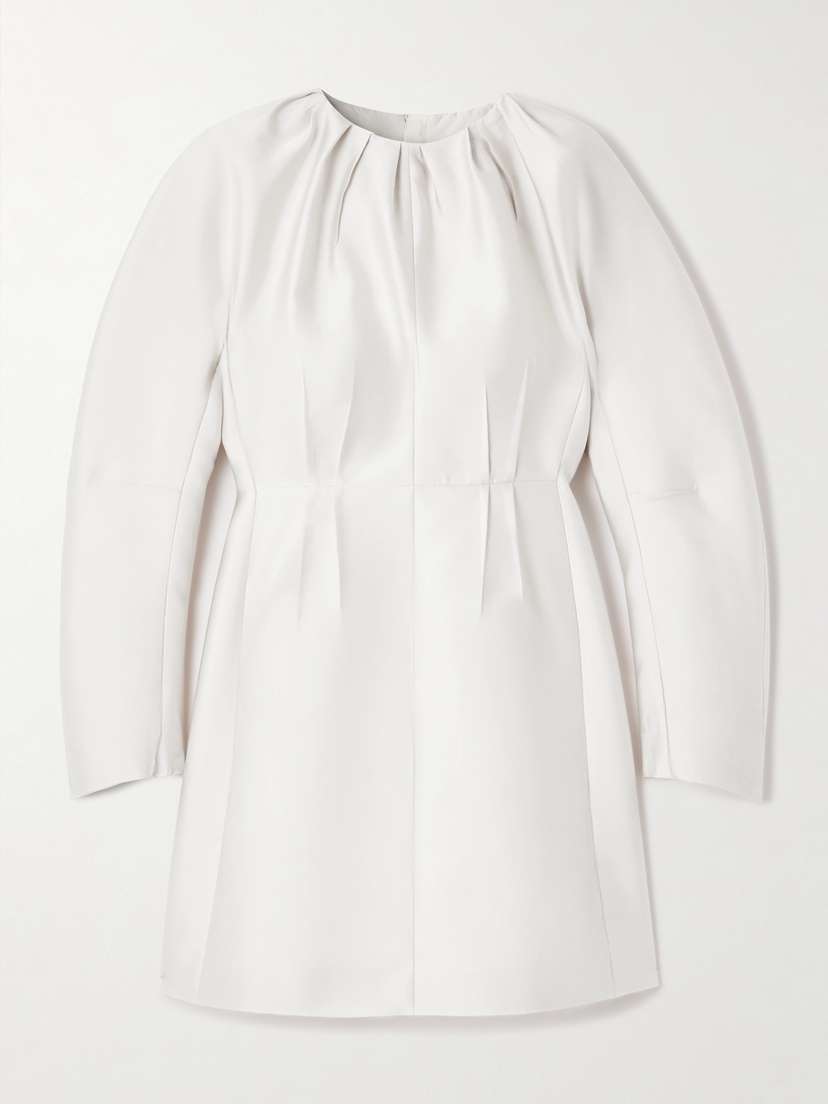 Jil Sander Frayed Pleated Satin-twill Mini Dress