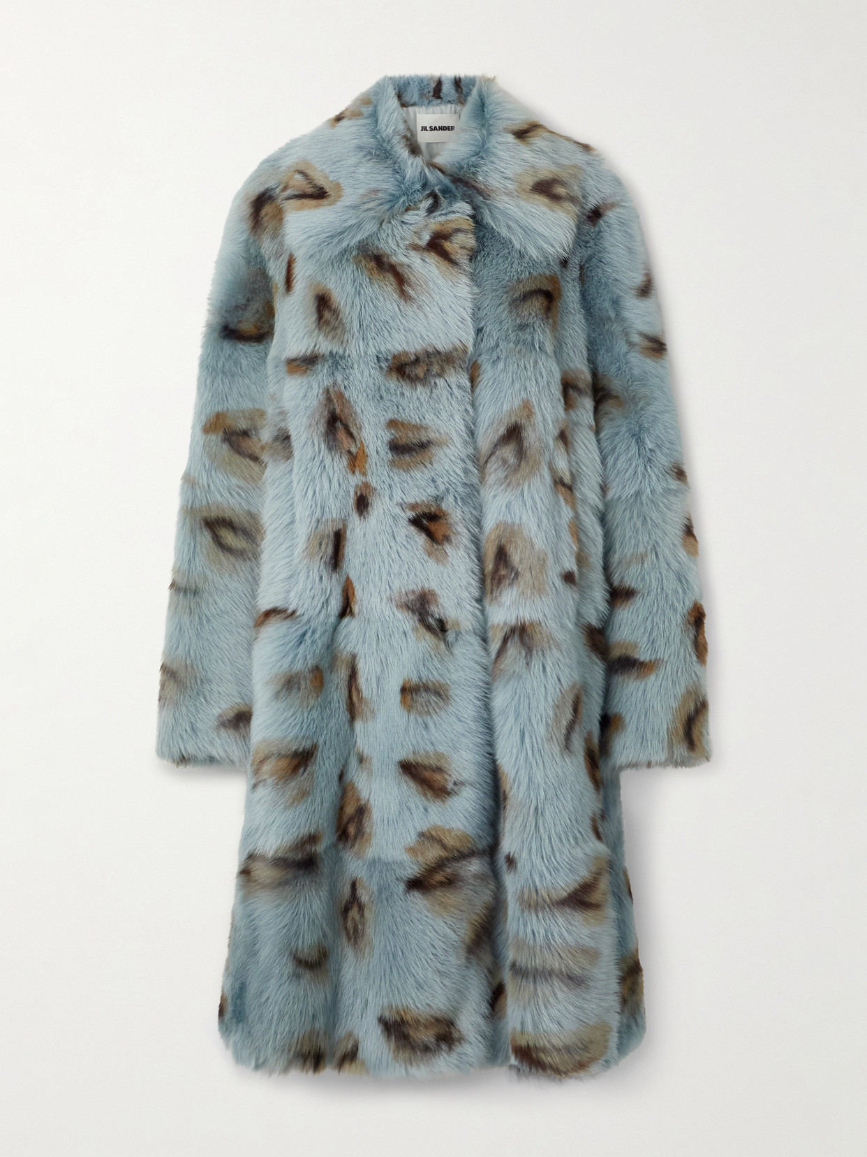 Jil Sander Oversized Leopard-print Shearling Coat In Blue